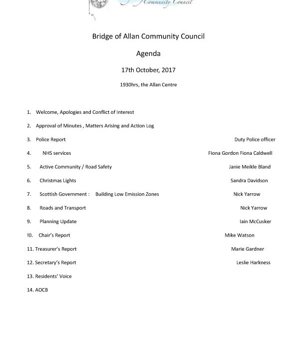 Community Council October Meeting